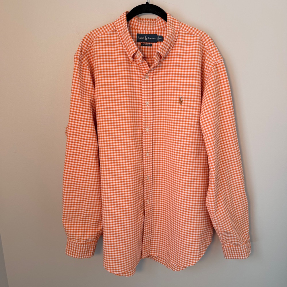 Ralph Lauren‎ Classic Fit Button Down Gingham Plaid Shirt Casual Preppy Logo XXL - Picture 2 of 12